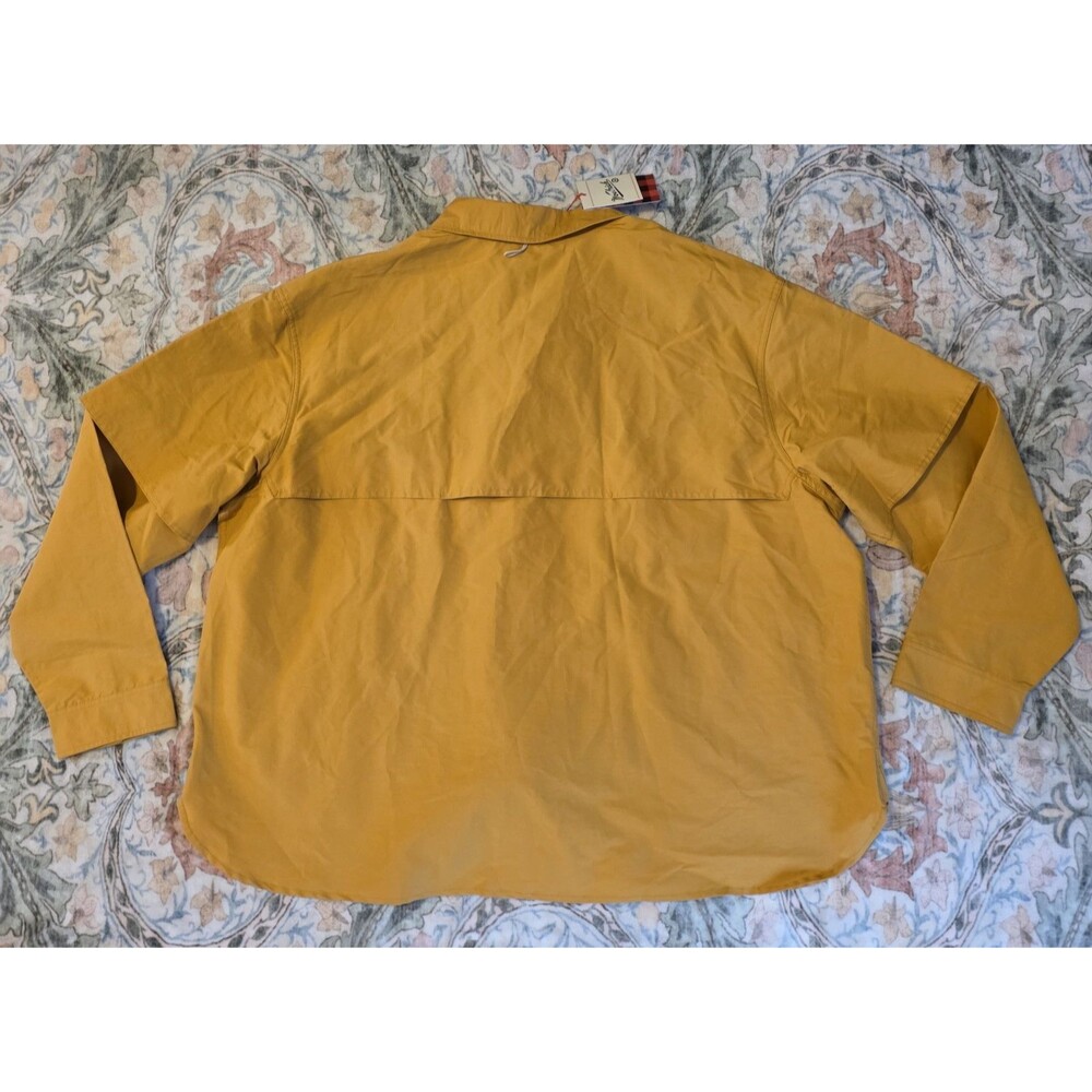 NEW Woolrich Gold / Mustard Vented Long Sleeve Fishing Shirt Outdoor Mens XXL - Picture 7 of 9
